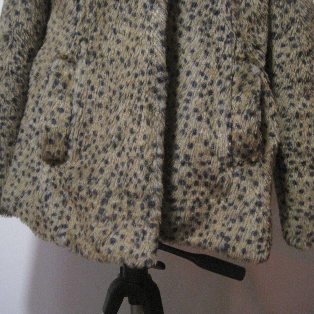 Paris Blues Coat Women's Medium Leopard Faux Fur Polyester Open Front Pockets - Picture 2 of 10